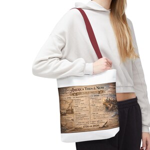 de l'Amérique d'hier et d'aujourd'hui 1776-2026 Tote bag | Carte vintage patriotique