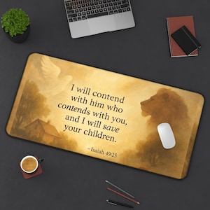 Christian Desk Mat, Bible Verse Mouse Pad, Religious Work Accessory, Inspirational Office Decor, Scripture Desk Cover