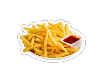Pegatina de papas fritas y kétchup: vinilo resistente al agua