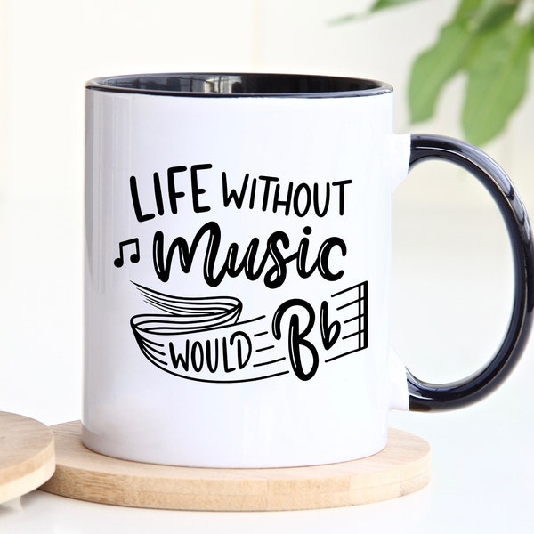 Music Mug, Music Teacher Mug, Music Teacher Gift, Music Gifts, Life Without Music Would be Flat, Musician Gift, Music Lover Mug