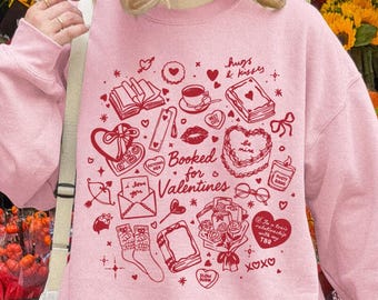 Bookish Valentines Sweatshirt, Pink Valentines Gift For Reader, Galentines Gift, Book Lover Gifts, Bookish Sweatshirt, Reader Crewneck Gift