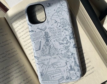 Fantasy Book Phone Case, Dragon Phone Case, Fantasy Reader Phone Case, Book Lover Gift, Blue Phone Cover, Bookish Reader Gift, Dark Academia