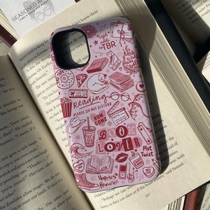 Magnetiskt telefonskal, boktelefonskal, present till romantikläsare, MagSafe-kompatibel, bokälskarepresent, sommartelefonskal, rosa telefonskal