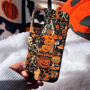 Halloween Phone Case, Ghost Phone Case, Gift For Halloween Lover, Fall Phone Cases, Pumpkin Phone Case, Black Phone Cover, Spooky Season