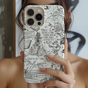 Étui pour téléphone magnétique, étui pour téléphone Fantasy Book, cadeau lecteur, recharge sans fil, étui pour téléphone dragon, étui pour téléphone Fantasy Reader, cadeau pour amoureux des livres