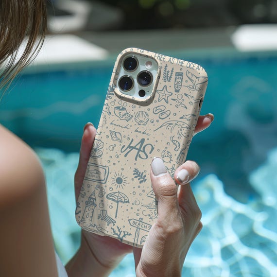Custom Monogram Phone Case, Fisherman Aesthetic, Beach Phone Case, Summer  Phone Case, Sea Phone Case, Initials Cell Cover, Personalized Gift
