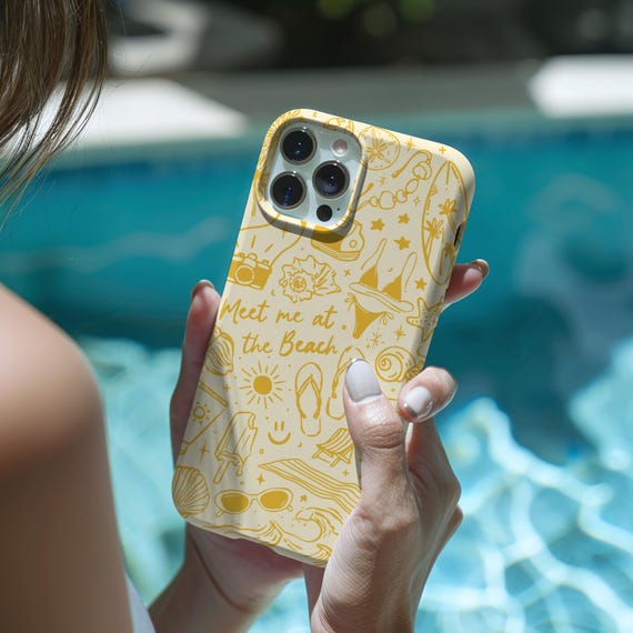 Beach Phone Case, Summer Phone Case, Yellow Phone Cover, Coastal Cell Case, Beachy Boho Aesthetic, Ocean Girl Gift, Cute Cell Phone Case