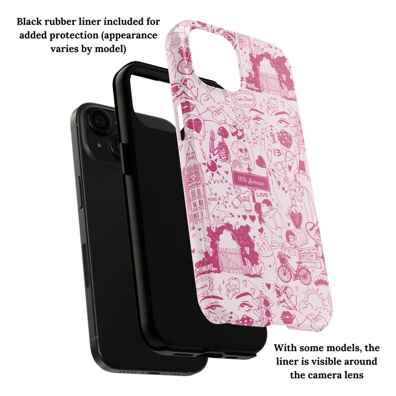 Lovers Tough iPhone Case, Eras iPhone Case, Romantic Phone Case, Love Aesthetic, Pink design, Pink iPhone Cover, Cute iPhone Case, Red Case image 2