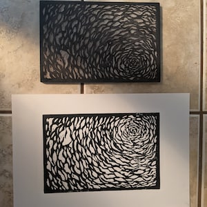 Abstract Linocut Hand-Print &quot;Little Styx&quot;