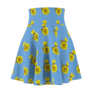 Cactus flower Print Women&#39;s Skater Skirt, Floral Skirt, Summer Fashion, Boho Style, Casual Outfit, Beachwear