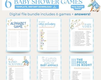 Peter Rabbit Baby Shower Games – 6 Printable Beatrix Potter-Inspired Activities, Instant Download