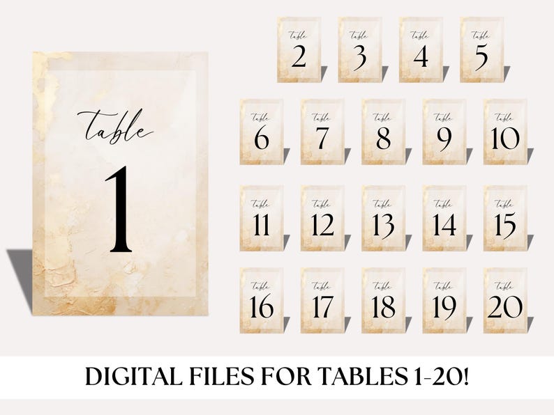 Table Numbers For Events Elegant 4x6 Table Numbers 1–20 – Printable Wedding or Event Decor ...