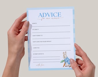 Tarjeta de consejos para baby shower de Peter Rabbit - Archivo digital imprimible