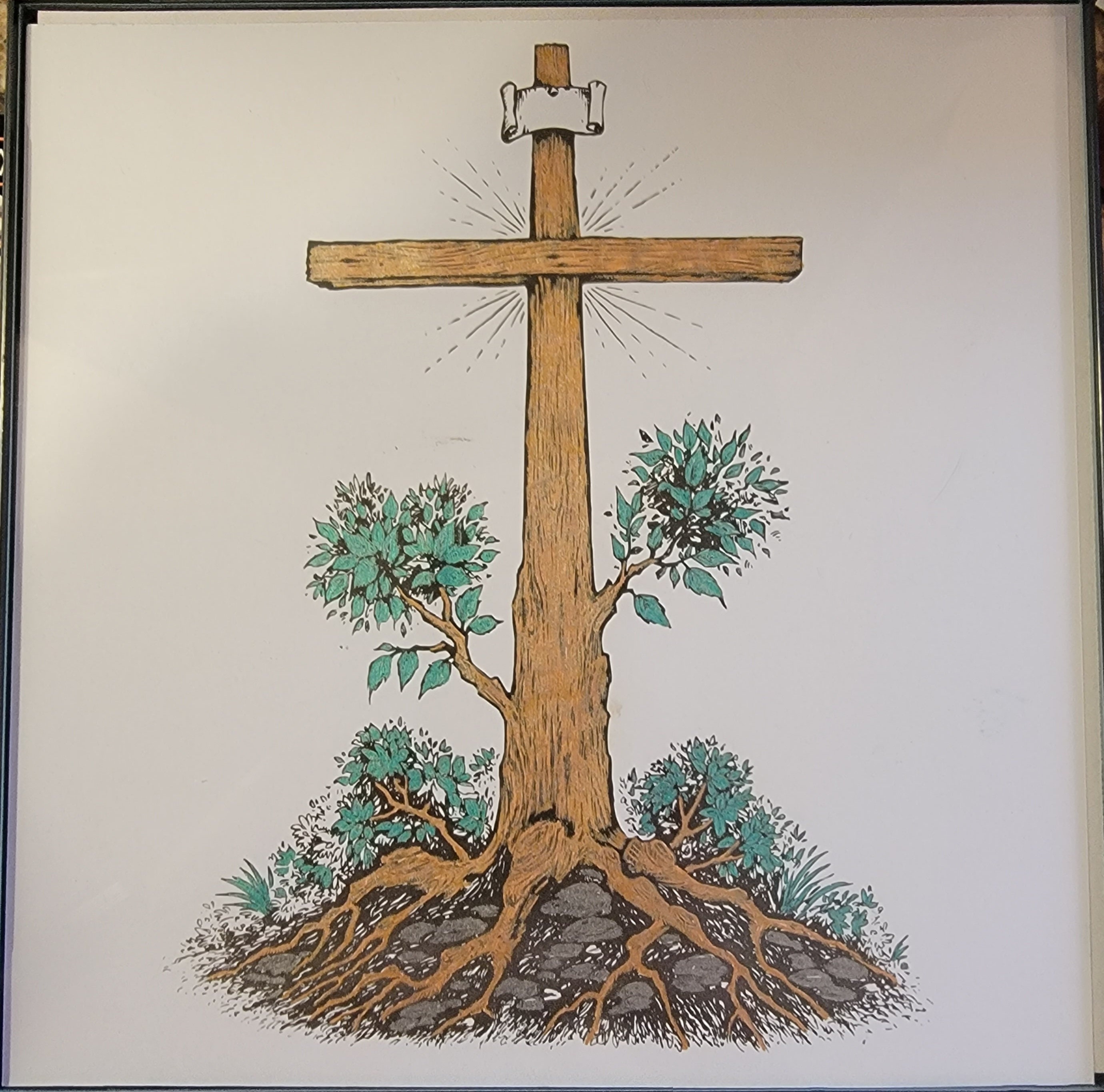 Coss With Roots Cross Into Roots Coloring Page Framed - Etsy