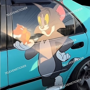 Tom and Jerry Decals: NEW Design Large Vinyl Sticker for Car, Truck, or Wall, Universal Size, Removable, Side Graphic Large Decal