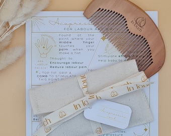 Acupressure comb PLUS Acupressure points info card | Birth comb | Labour comb