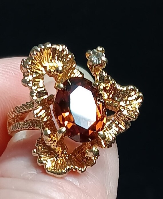 Women' Vintage Gold with Brown Citrine Ring - image 7