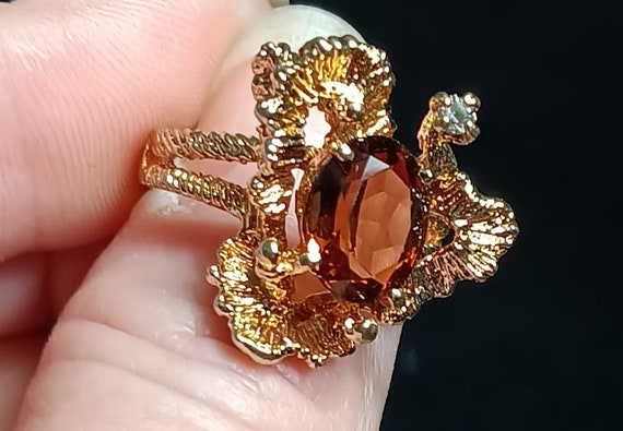 Women' Vintage Gold with Brown Citrine Ring - image 9