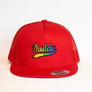 Rainbow Daddy Red Trucker style Hat, Daddy Pride LGBTQIA+ Perfect gift for Daddy