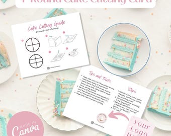 4インチ丸型ケーキの切り方ガイド：カスタマイズ可能なポストカードテンプレート（Canva）
