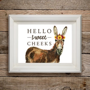 Donkey Hello Sweet Cheeks Donkey Funny Best Gifts Ever Satin Portrait No  Frame Frame For Canvas 16X20 Poster 24X36 All Size High Quality - Family  Loves: US Mili…