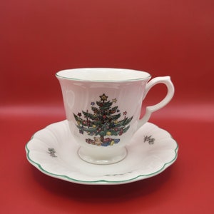 Footed Cup & Saucer, Nikko, Happy Holidays
