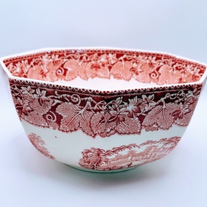 8&quot; Octagonal Vegetable Bowl, Mason’s Vista Pink (no trim)