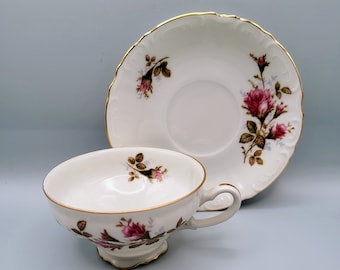 Cup & Saucer, Lipper and Mann, Pompadour Rose (Gold Trim)