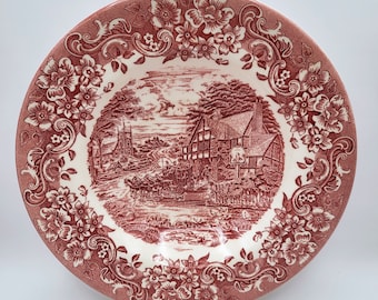 Rim Soup Bowl,  17th Century Red, Staffordshire Engravings