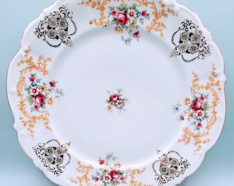 Salad Plate, Bareuther Bavaria, Delicate Vintage Yellow & Gold pattern