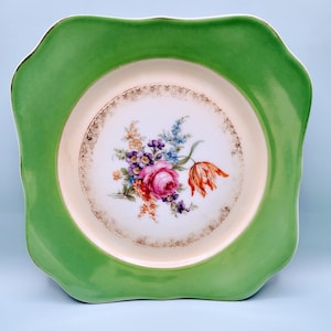 Square Floral Plate, Bavaria Tirschenreuth