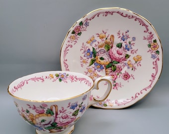 Cup & Saucer, Crown Staffordshire, Floral Basket (Pattern: F15767)