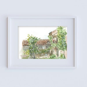 Norwegian Seaman&#39;s Church San Francisco, Digital Download, watercolor print, home decor, printable wall art