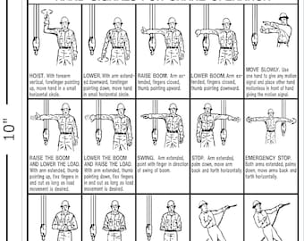 Hand Signals for Crane Operation - 8.5" X 10" Vinyl Decal Sticker