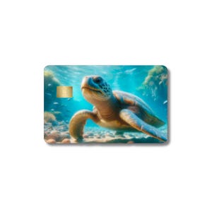 Diseño de tarjeta de crédito de tortuga marina, diseño de tarjeta de débito, diseño de tarjeta de crédito