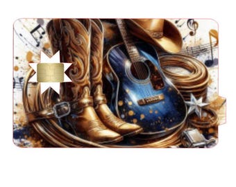 Guitar and  Boots Credit Card Skin, Debit Card Skin Credit Card Skin