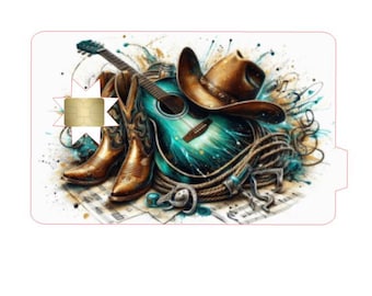 Diseño de tarjeta de crédito Guitar and Boots, diseño de tarjeta de débito Diseño de tarjeta de crédito