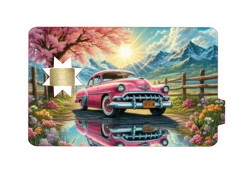 Old Car Pink Credit Card Skin, Debit Card Skin Credit Card Skin