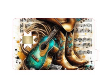 Diseño de tarjeta de crédito Guitar and Boots, diseño de tarjeta de débito Diseño de tarjeta de crédito