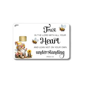 Gnomo con versículo bíblico PROV 3:5 Diseño de tarjeta de crédito, Diseño de tarjeta de débito Diseño de tarjeta de crédito