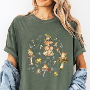 Frösche und Pilze Cottagecore Boho Shirt Naturliebhaber Tee Frog Comfort Colors® Shirt Pilz Top Kröte Liebhaber Geschenk Boho Frosch Geschenk Kröten Top