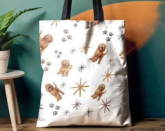 Gouden Doodles Hond Sterren en Poten Tote Bag Cadeau voor Cool Dog Lover Gift Doodle Ras Hond Eigenaar Gift Papa Hond Cadeau Doodle Bag Goldie Lover Bag