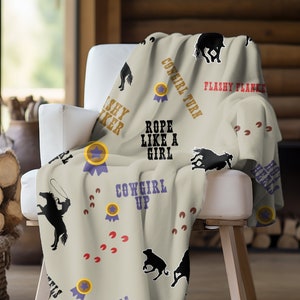 Cowgirl Breakaway Roping Throw Blanket Rodeo Lovers Gift Ranch Girl ...