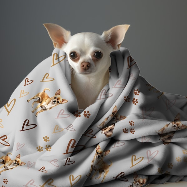 Chihuahua Dog Hearts Throw Blanket Chihuahua Breed Lovers I Heart Chihuahua Gift Dog Dad Gift Dog Mom Print Blanket Pet Lover Throw Blanket