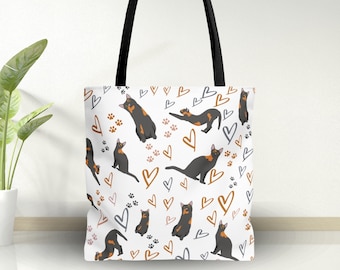 Tortoiseshell Cat Hearts Tote Bag Regalo para los amantes de los gatos Tortie I Heart Tortie Cat Gift Cat Lovers Gift Tortoiseshell Cat Bag Pet Lover Tote