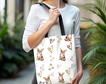 Chihuahua Dog Hearts Tote Bag: Gift for Breed Lovers