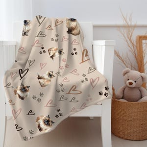 Himalayan Persian Cat  Plush Throw Blanket Gift for Himmie Cat Lovers Gift Himalayan Cat Throw Cat Print Blanket Pet Lover Throw Blanket