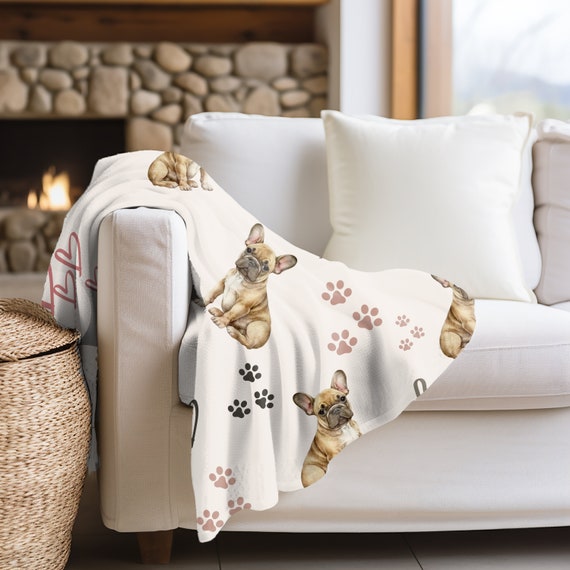 French Bulldog Puppy Hearts Plush Throw Blanket Gift for French Bulldog  Breed Lover Puppy Gift Baby Shower Gift Frenchie Breed Throw blanket