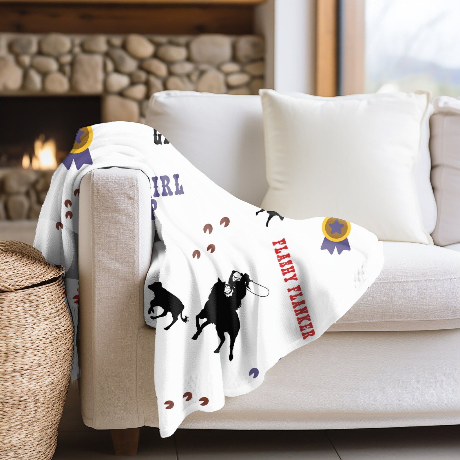 Cowgirl Breakaway Roping Throw Blanket Rodeo Lovers Gift Ranch Girl ...