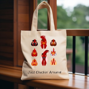 Funny Chicken Tote Bag Rooster Lover Bag Hen tote Chicken lover gift Cute Chicken bag Chicken mom gift Barn Animal bag Chicken Mom Bag Gift